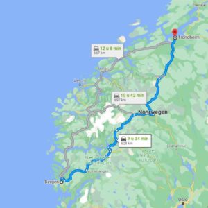 route van Bergen naar Trondheim 5
